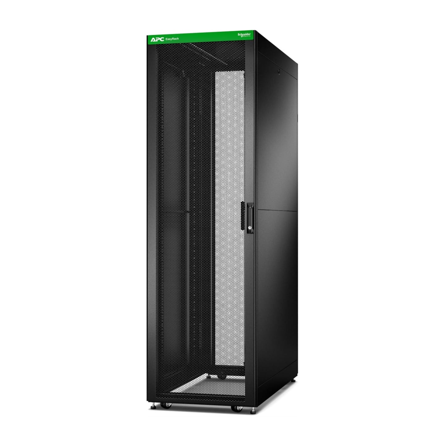 APC Easy Rack 42U Black With Roof, Castors, Feet, 4 Brackets, no bottom
