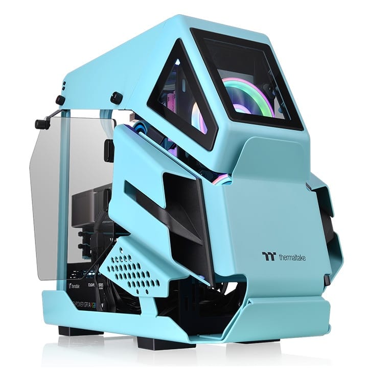 Thermaltake AH T200 Tempered Glass Mini-ITX Micro Case - Turquoise