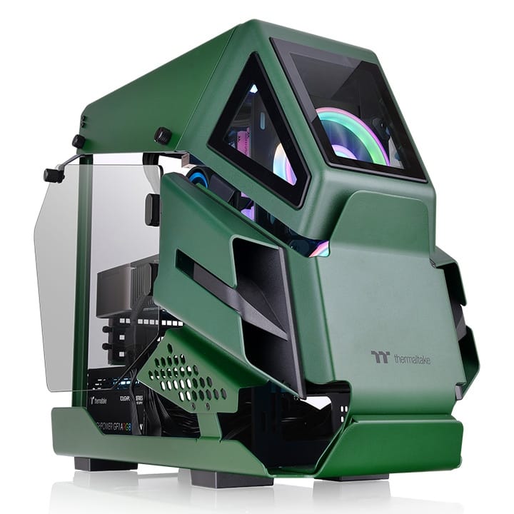 Thermaltake AH T200 Tempered Glass Mini-ITX Micro Case - Racing Green