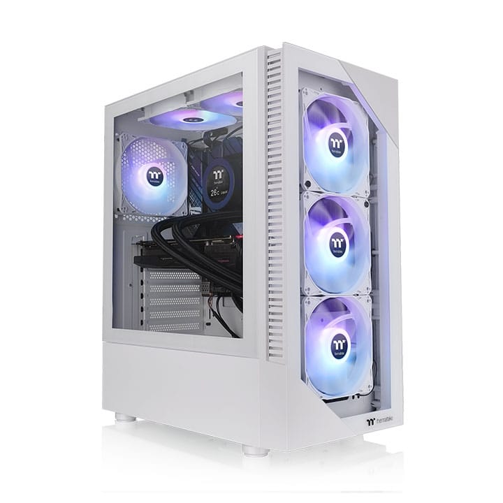 Thermaltake View 200 ARGB Tempered Glass Mid Tower Case Snow Edition White