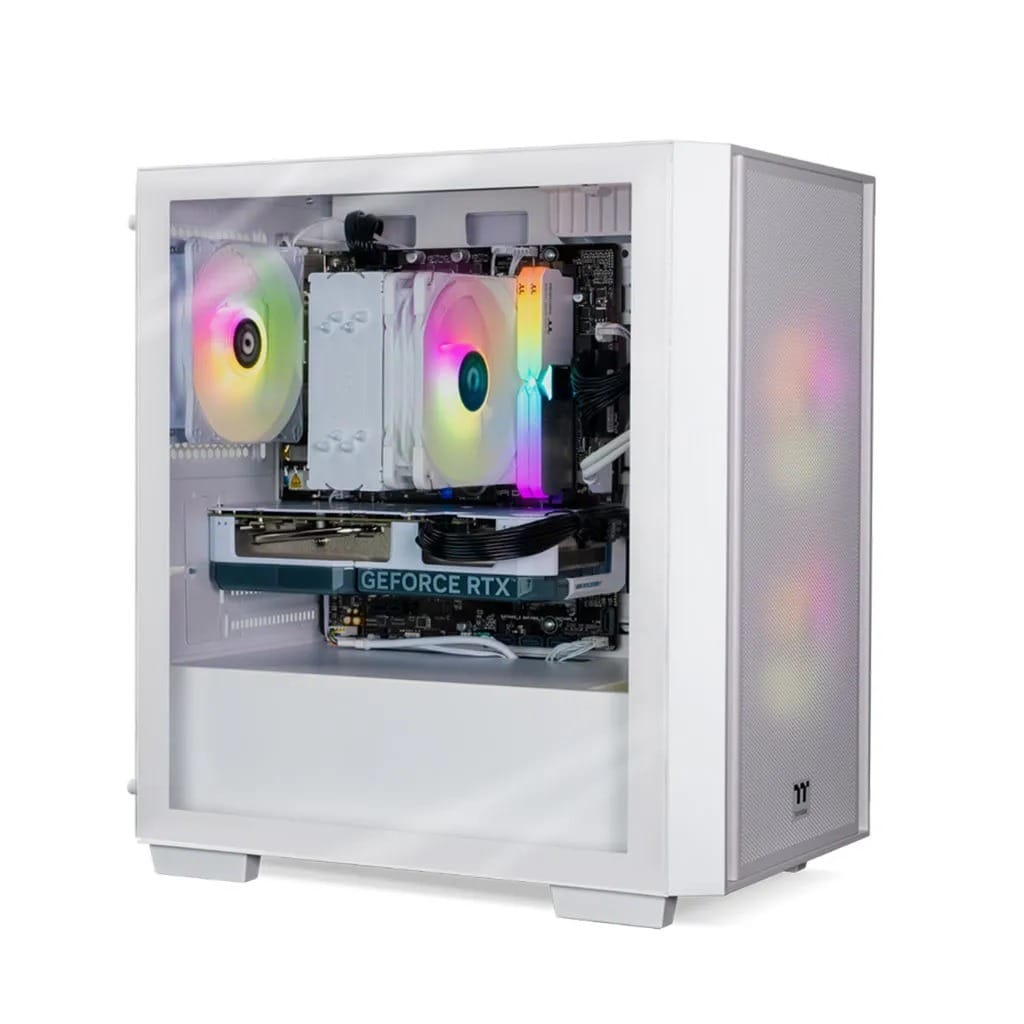 Thermaltake Genesis V4 Pro Snow Desktop PC, Intel 12400F, 16GB RAM, 1TB SSD, RTX 3050, H16, Windows 11 Home