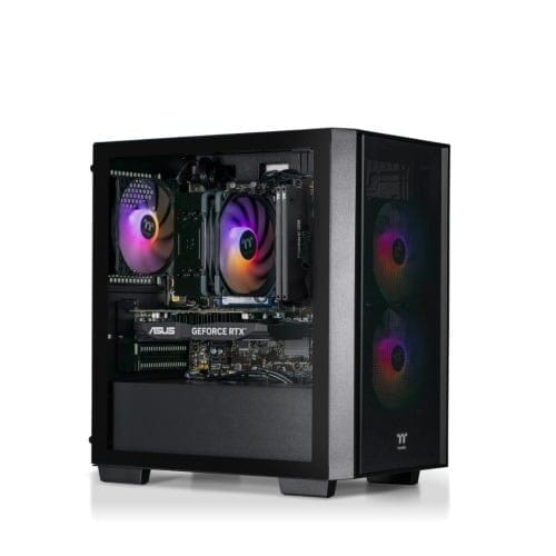 Thermaltake Genesis V5 Gaming Desktop PC, Ryzen 5 5500, 16GB RAM, 1TB SSD, RTX 3050, Windows 11 Home, Black