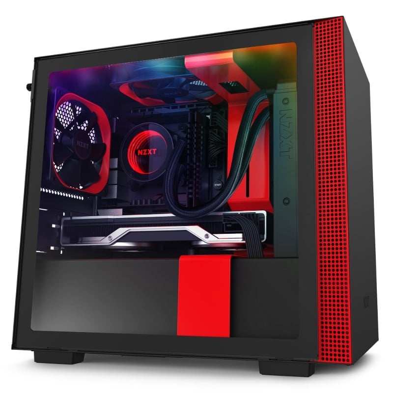 NZXT H210i Smart Tempered Glass Mini-ITX Case - Black/Red