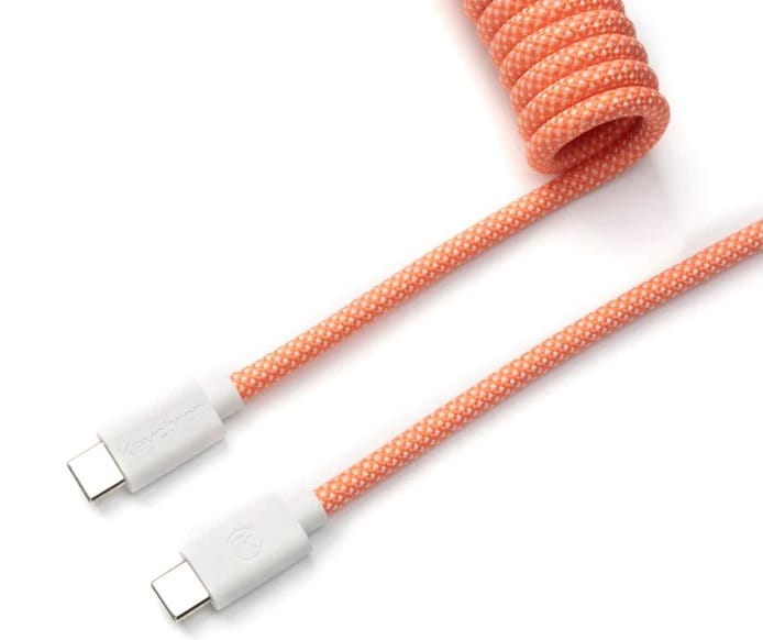 Keychron Custom Coiled Aviator Cable Straight - Pink Orange