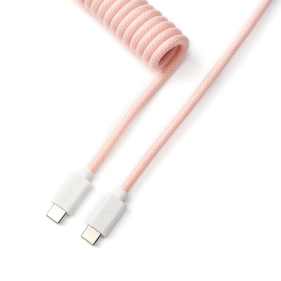 Keychron Coiled Aviator 8K Straight Connector Cable - Light Pink