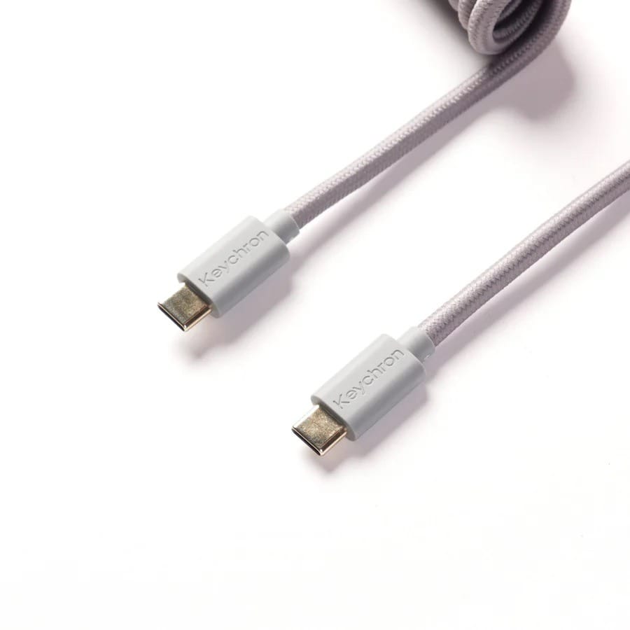 Keychron Coiled Aviator 8K Straight Connector Cable - Grey
