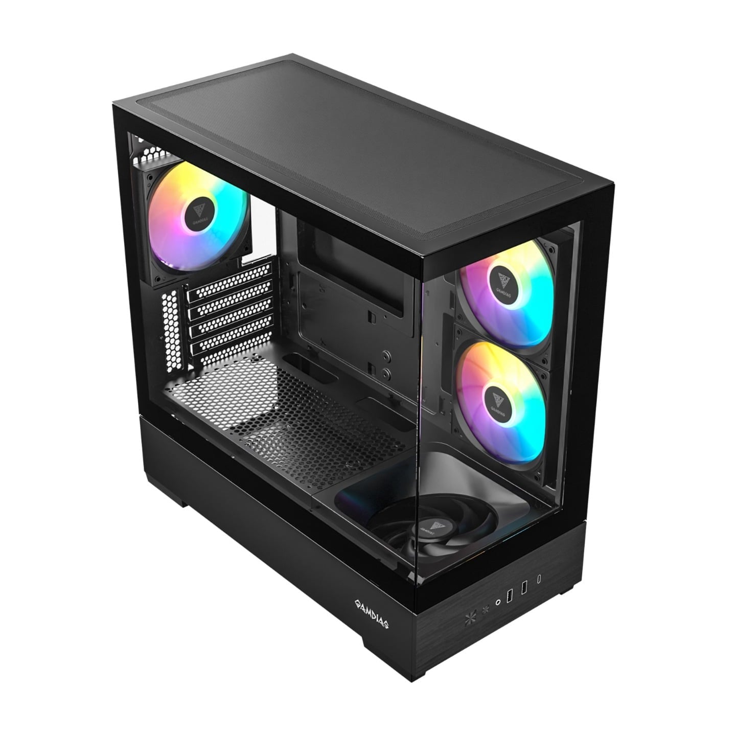 Gamdias Atlas E5M Micro-ATX PC Case With 3 ARGB Fans + 1 Non-RGB Fan
