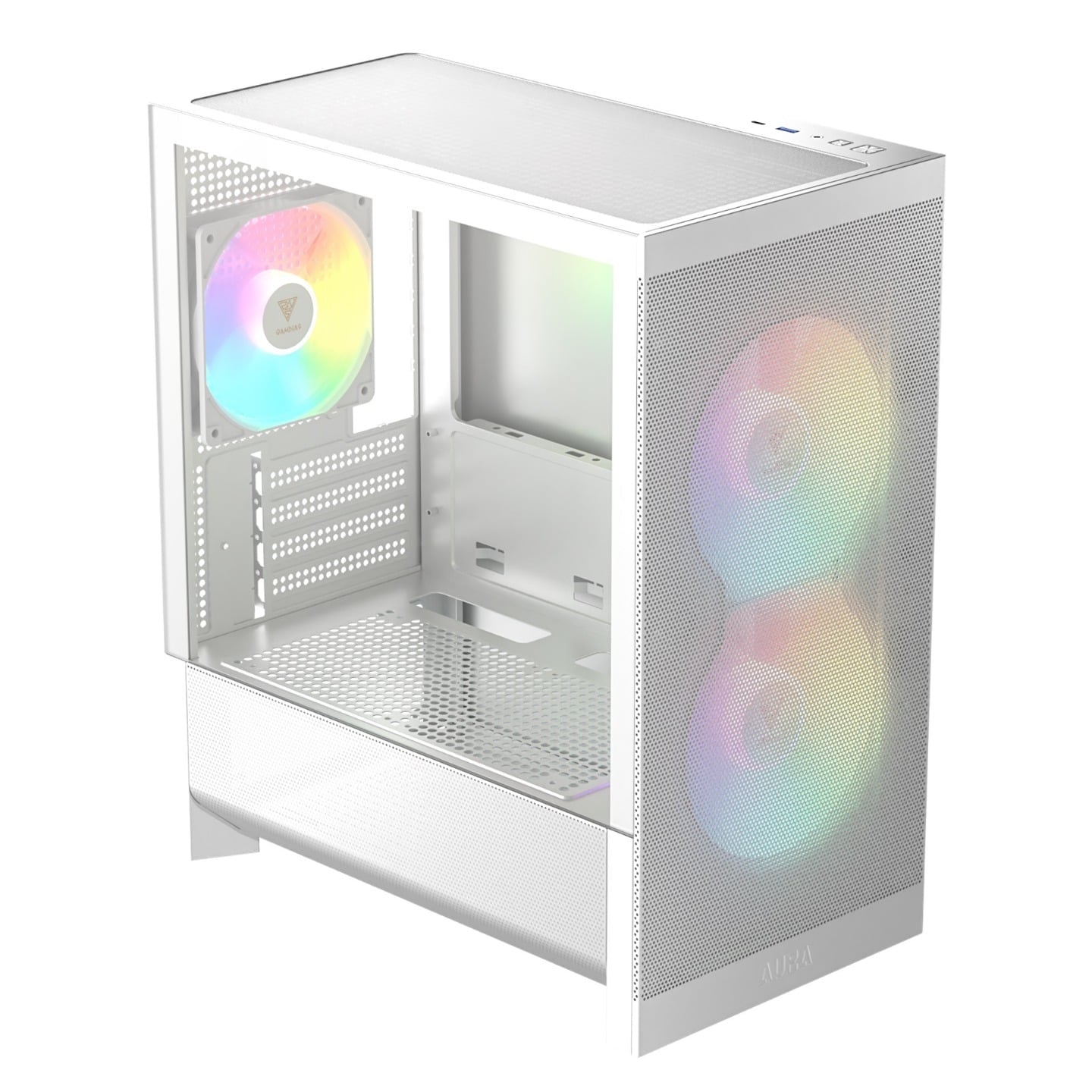 Gamdias Aura GC15M ARGB Micro-ATX Mesh PC Case With 3 ARGB Fans - White
