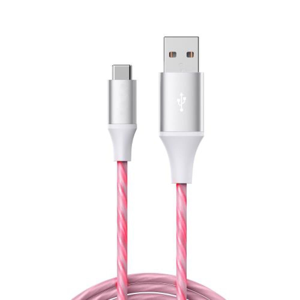 Laser 1m Type-C to USB LED Charge Cable - Pink
