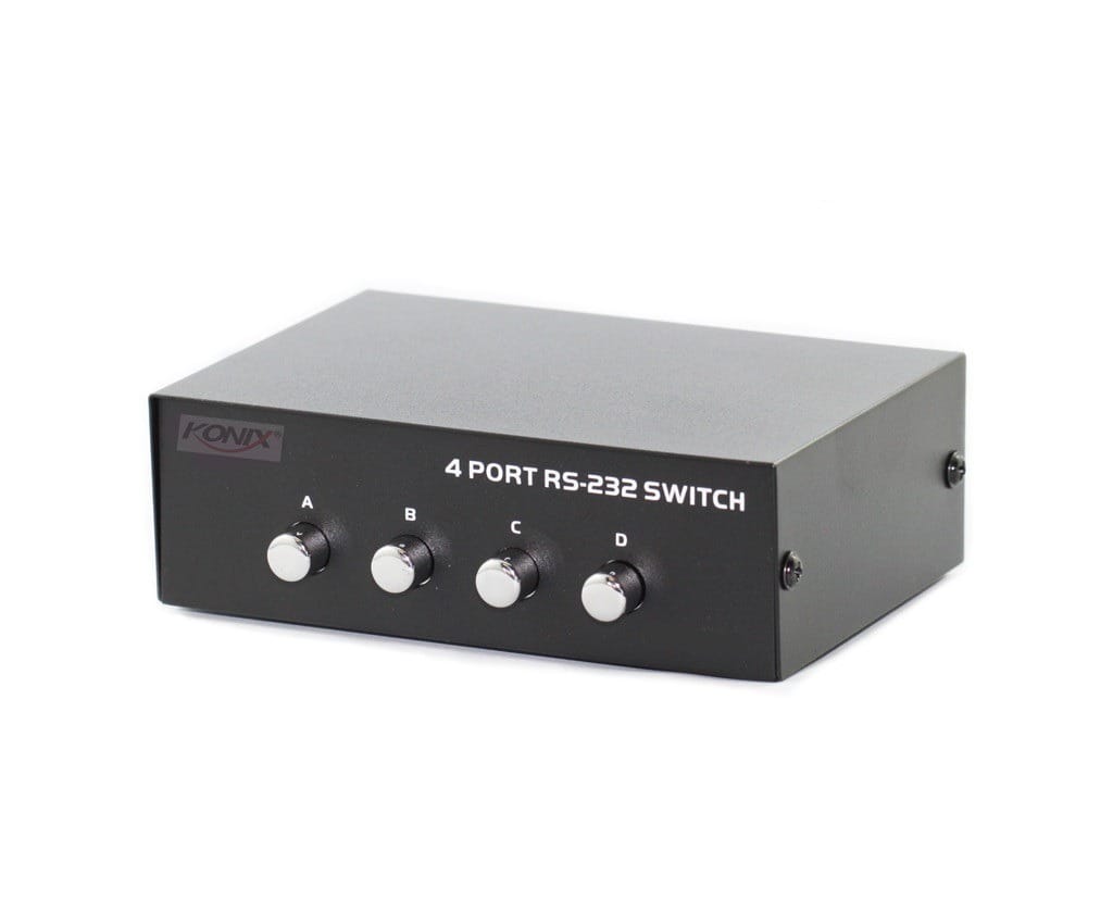 4 Way DB9 RS232 Push-Button Data Switch