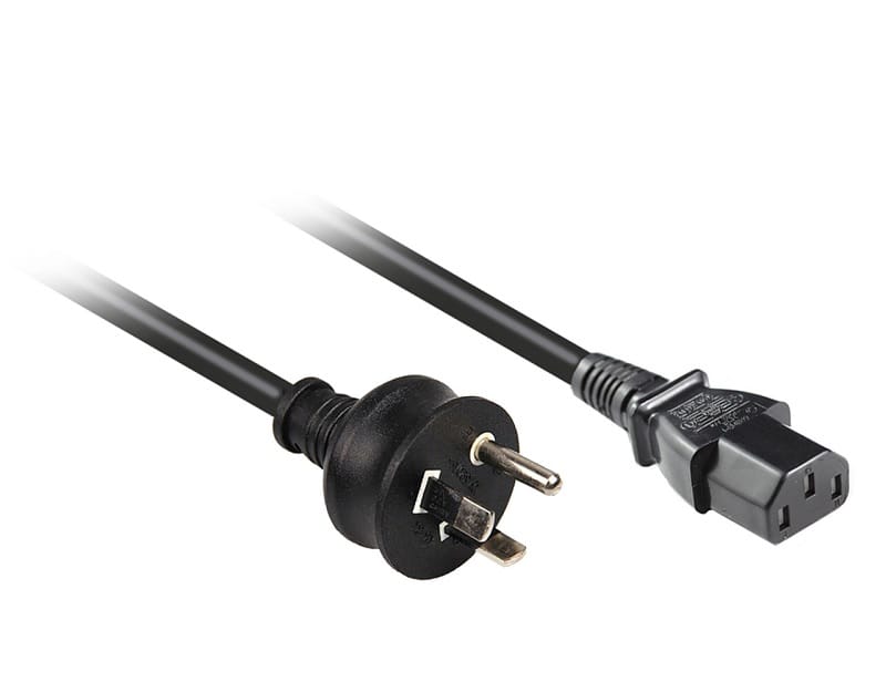 2M 3Pin Wall - IEC C13 Power Cable With Round Earth Pin