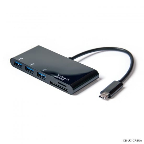 Laser USB-C to Multi Card Reader & 3 Port USB Hub

