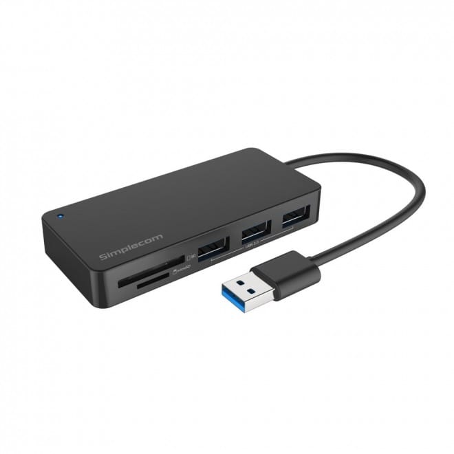 Simplecom CH368 3 Port USB3.0 Hub + SD Card Reader Black