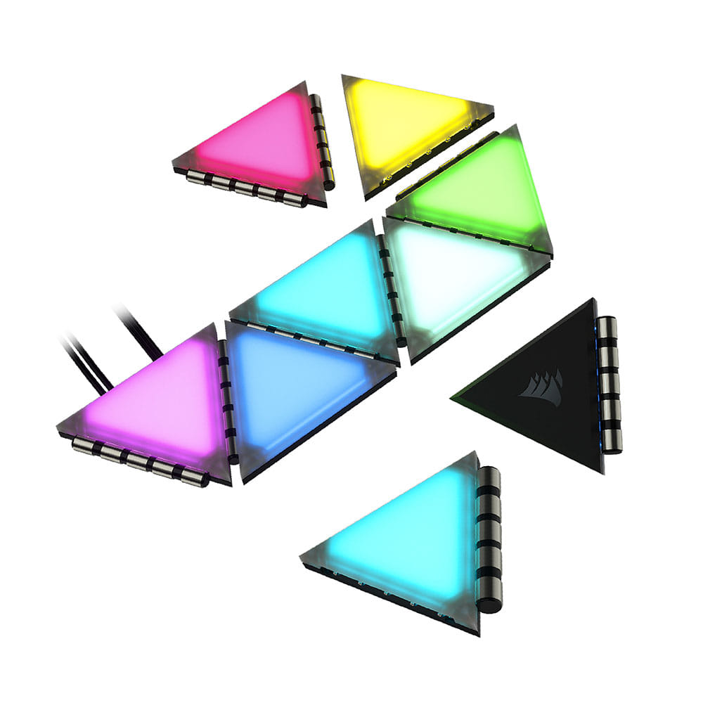 Corsair iCUE LC100 Case Accent Lighting Panels — Mini Triangle — 9x Tile Expansion Kit