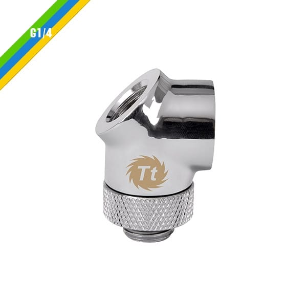 Thermaltake Pacific G1/4 45 & 90 Degree Adapter – Chrome