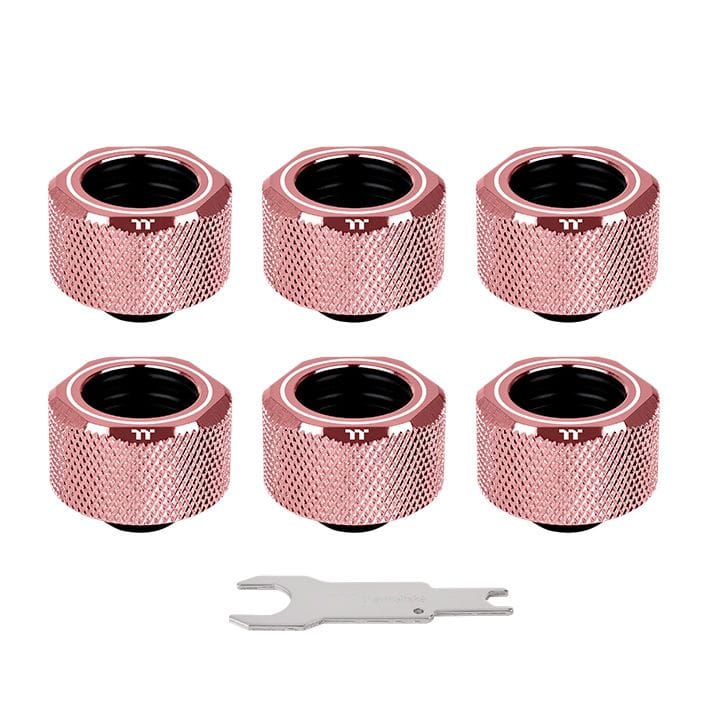 Thermaltake Pacific G1/4 PETG Tube 16mm OD Compression (6-pack Fittings) - Rose Gold