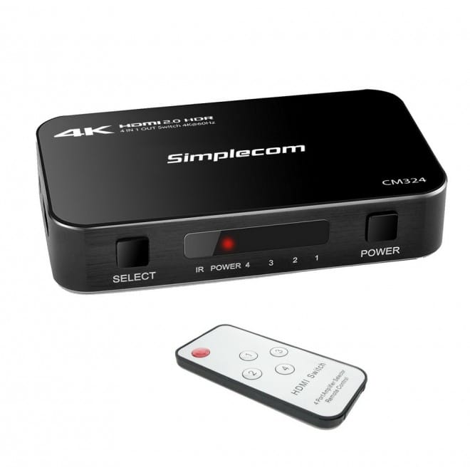Simplecom CM324 4 Way HDMI 2.0 Switch