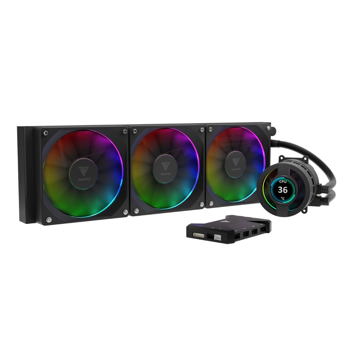 Gamdias CHIONE P3-360U ARGB 340mm IPS LCD Display Liquid CPU Cooler