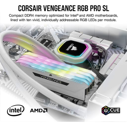 Corsair Vengeance RGB Pro SL 32GB(2x16GB) DDR4-3200 C16 Memory White