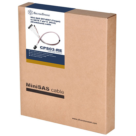 SilverStone CPS03-RE 50cm Mini SFF-8087 to SAS/SATA Cable