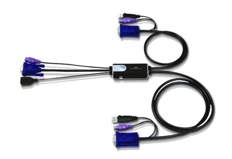 Aten 2-Port PS/2 USB VGA Cable KVM Switch with Remote Port Selector 