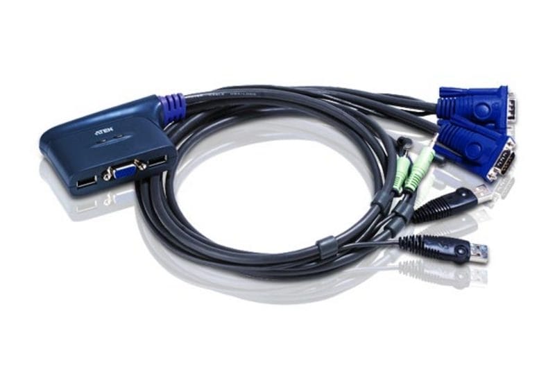Aten 2 Port USB VGA KVM Switch. Support Audio, 1.8M Cable