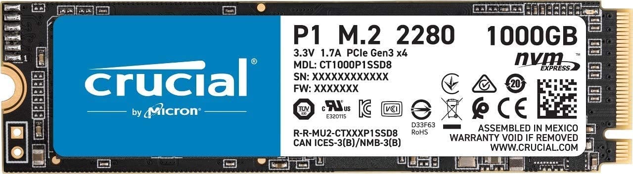 Crucial P1 1TB PCIe NVMe SSD