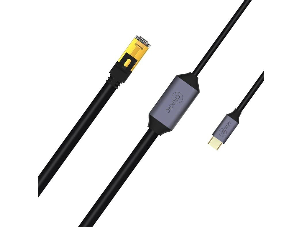 Cruxtec CTR-020-BK USB-C to RJ45 Ethernet Cable Male to Male 3m