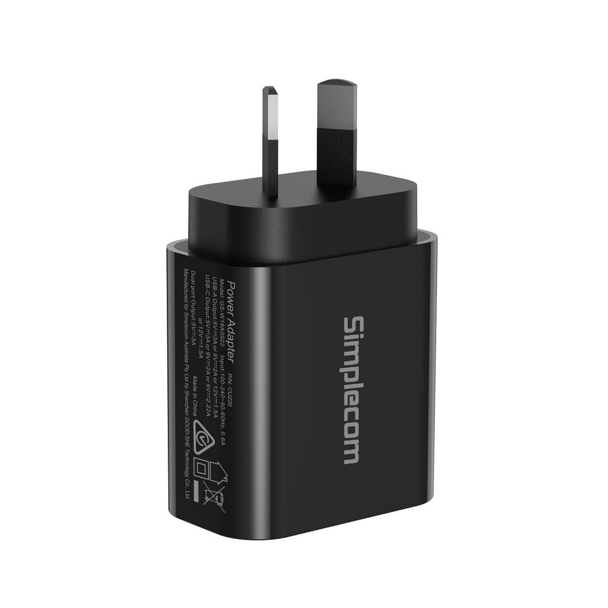 Simplecom CU220 DualPort Power Delivery 20W Fast Wall Charger