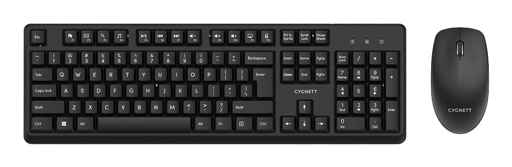 Cygnett Essentials Wireless Keyboard and Mouse Combo - Black