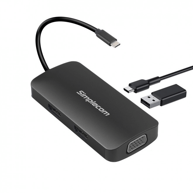 Simplecom DA450 5-in-1 USB-C Multiport Adapter MST Hub with VGA and Dual HDMI
