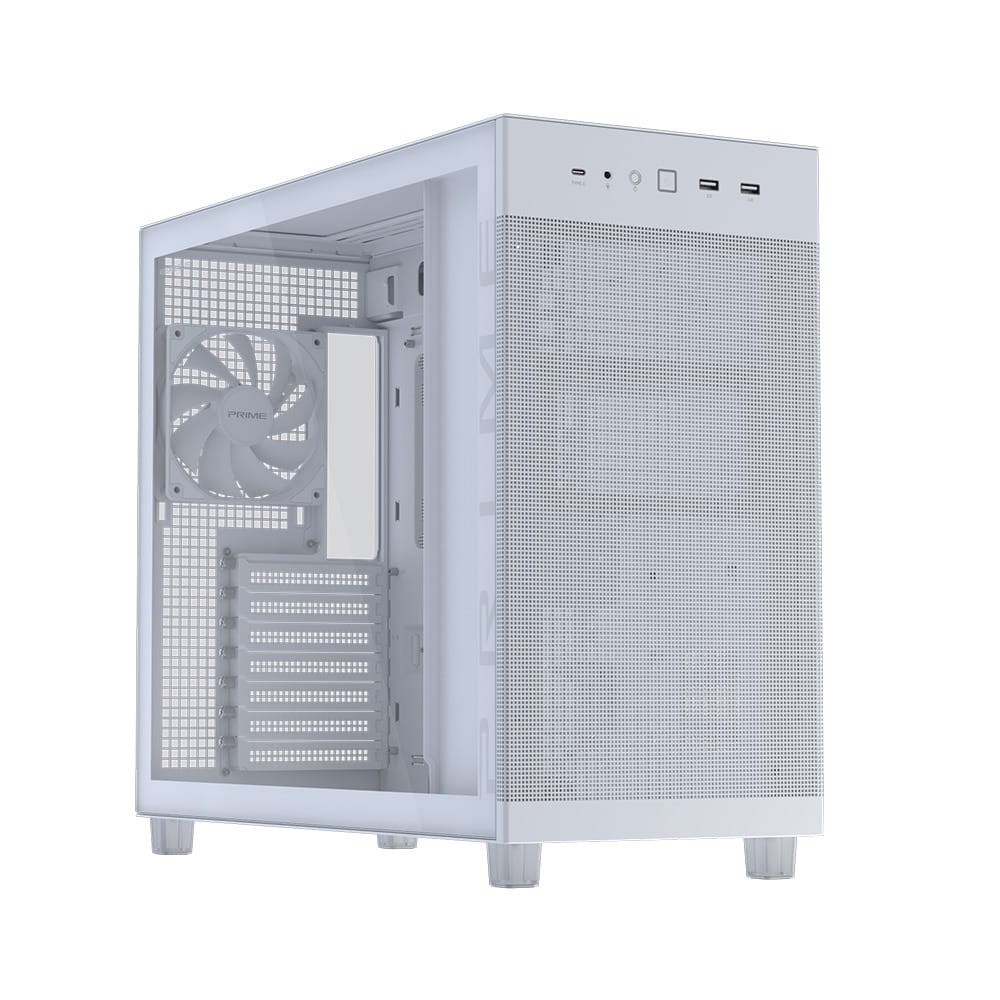 Asus Prime AP303 Tempered Glass Panel ATX Computer Case - White
