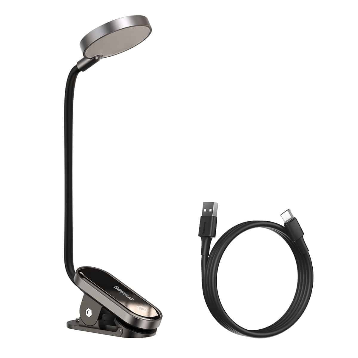 Baseus LED Comfort Reading Mini Clip-On Desk Lamp With USB Charging - Dark Gray
