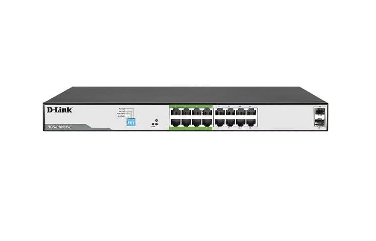 (Open Box) D-Link DGS-F1018P-E 18-Port Gigabit PoE Switch With 16 PoE+ Ports (8 Long Reach 250m) and 2 Uplinks With Combo SFP
