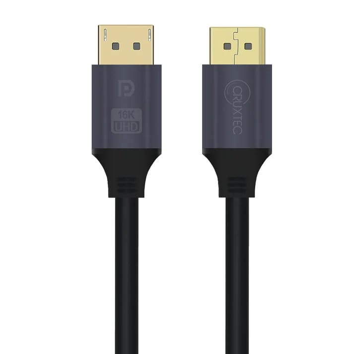 Cruxtec DP21-02-BK DP2.1 16K Displayport Male to Male Cable 2m - Black