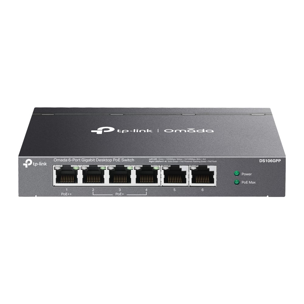 TP-Link Omada 6-Port Gigabit Desktop Switch with 3-Port PoE+ and 1-Port PoE++