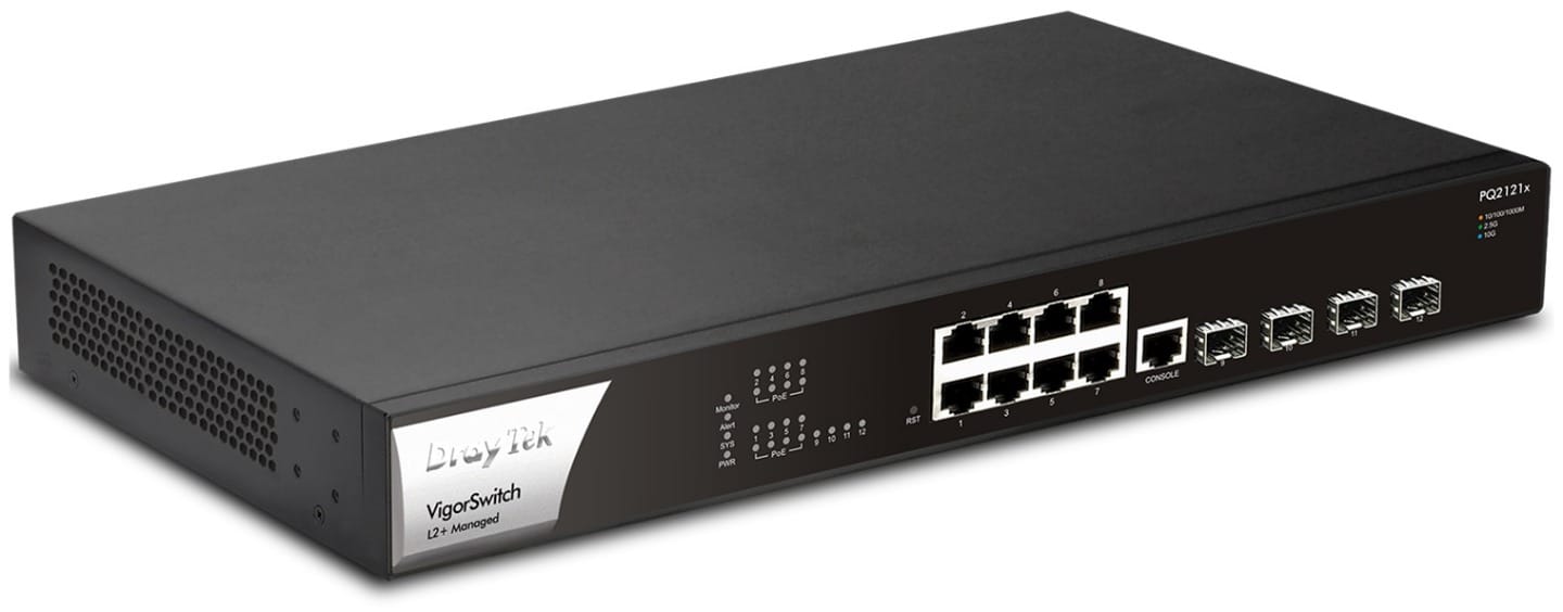 Draytek VigorSwitch PQ2121x 8-Port 2.5GbE Layer2+ POE+ Managed Switch