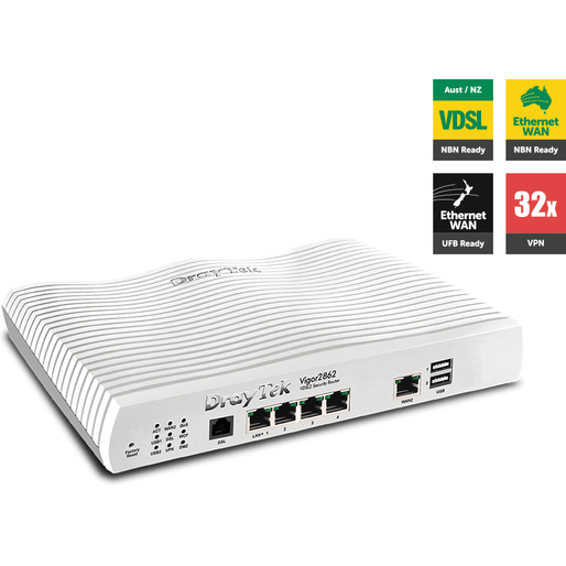 DrayTek Vigor 2862 Multi-WAN VDSL2/ADSL2+ Firewall QoS IPv6 Modem Router