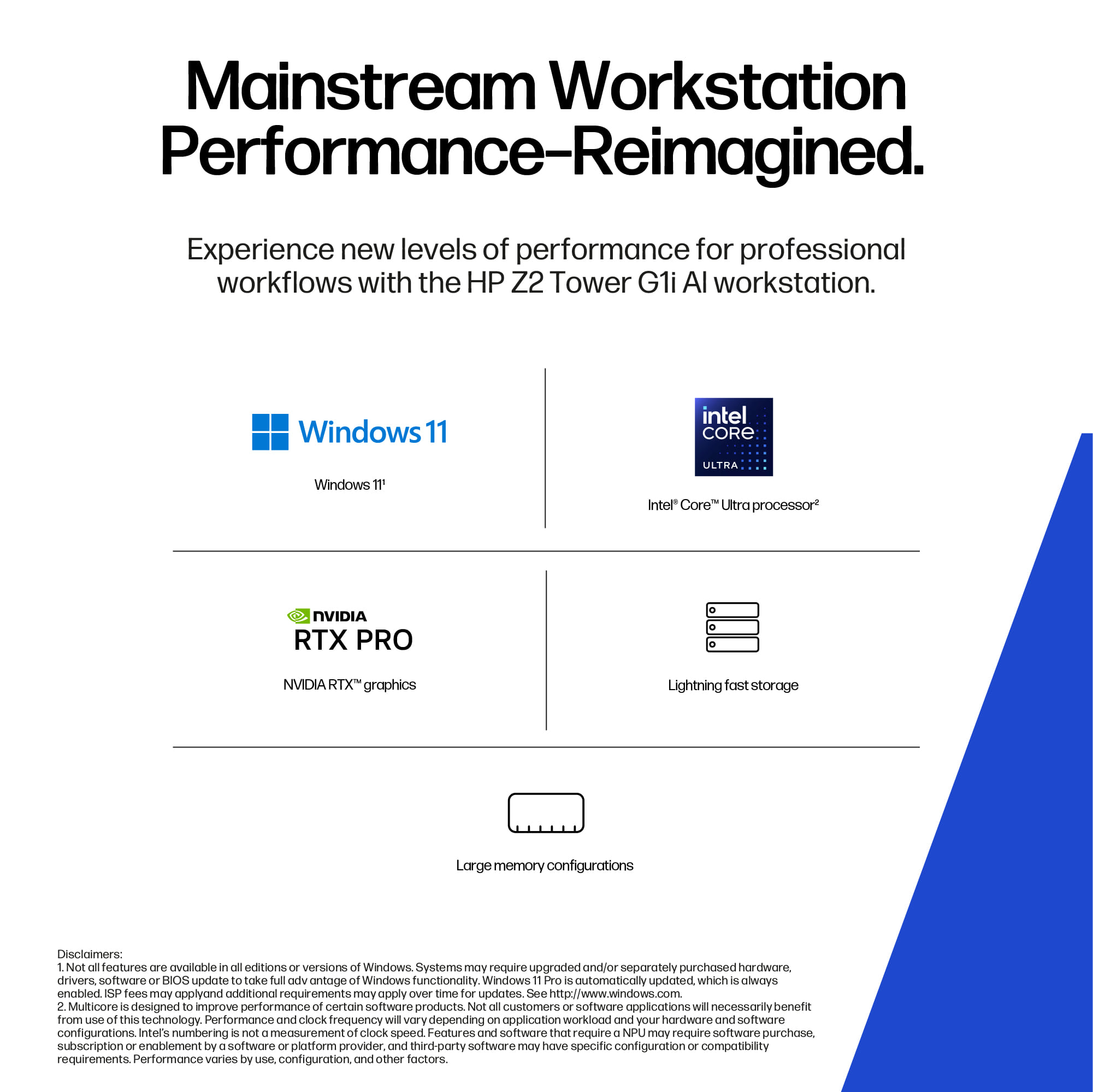HP Z2 Tower G1i Desktop PC, Ultra 9-285K, 64GB RAM, 1TB SSD, RTX 4000, WLAN, Windows 11 Pro
