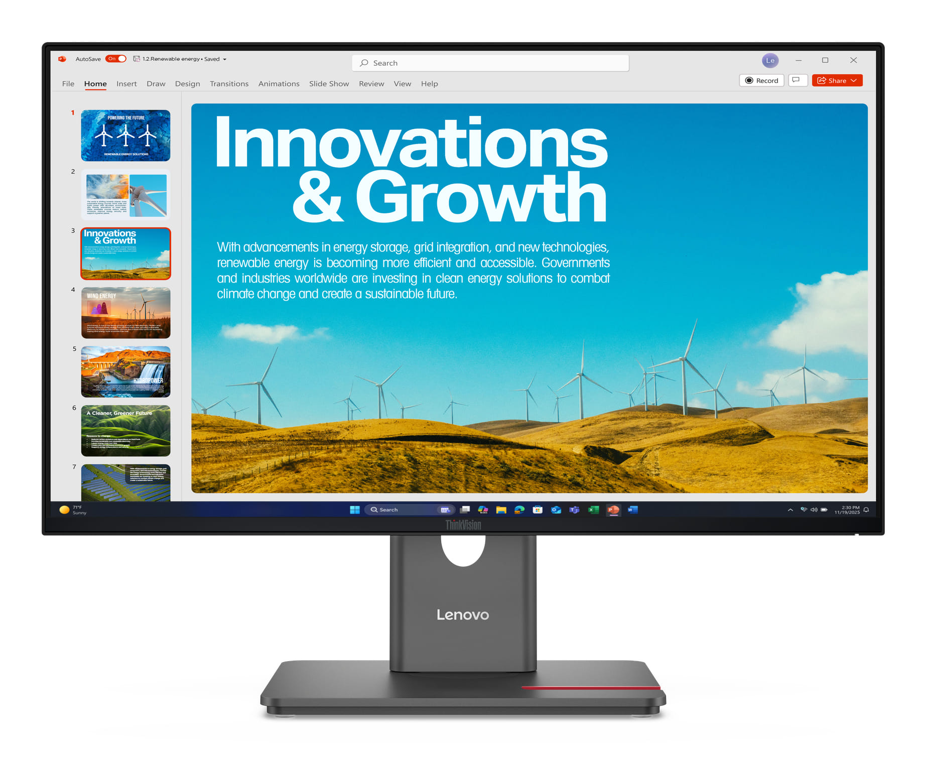Lenovo P24QD-40 23.8" QHD IPS USB-C Height Adjustable Monitor