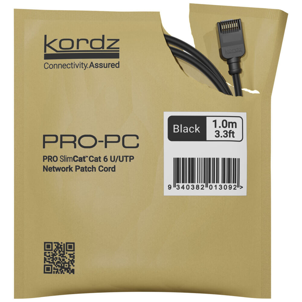 Kordz PRO SlimCat CAT6 U/UTP 1.5m 80pcs - Black
