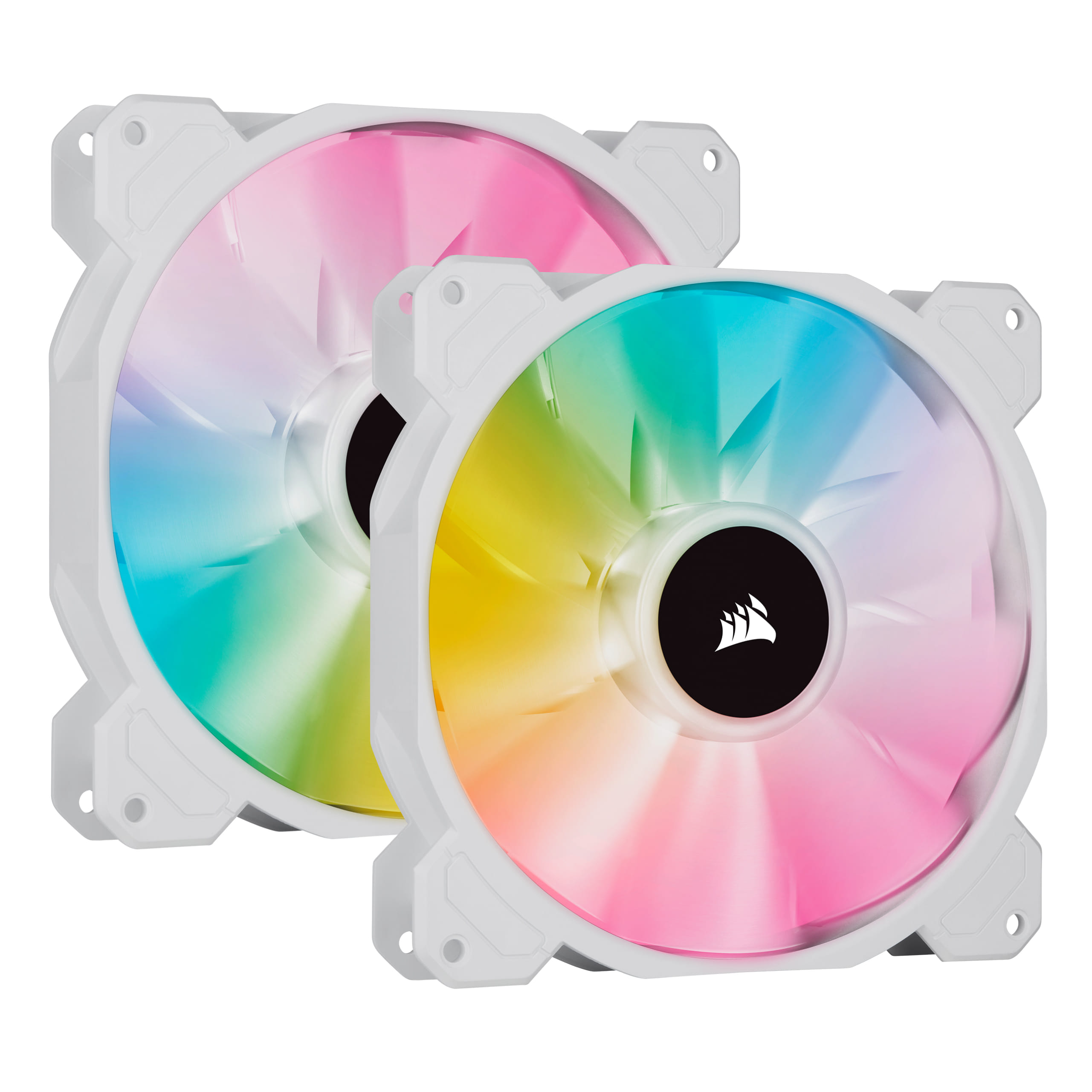 Corsair SP140 White RGB Elite 140mm RGB LED Fan - Dual Fan Kit With Lighting Node CORE