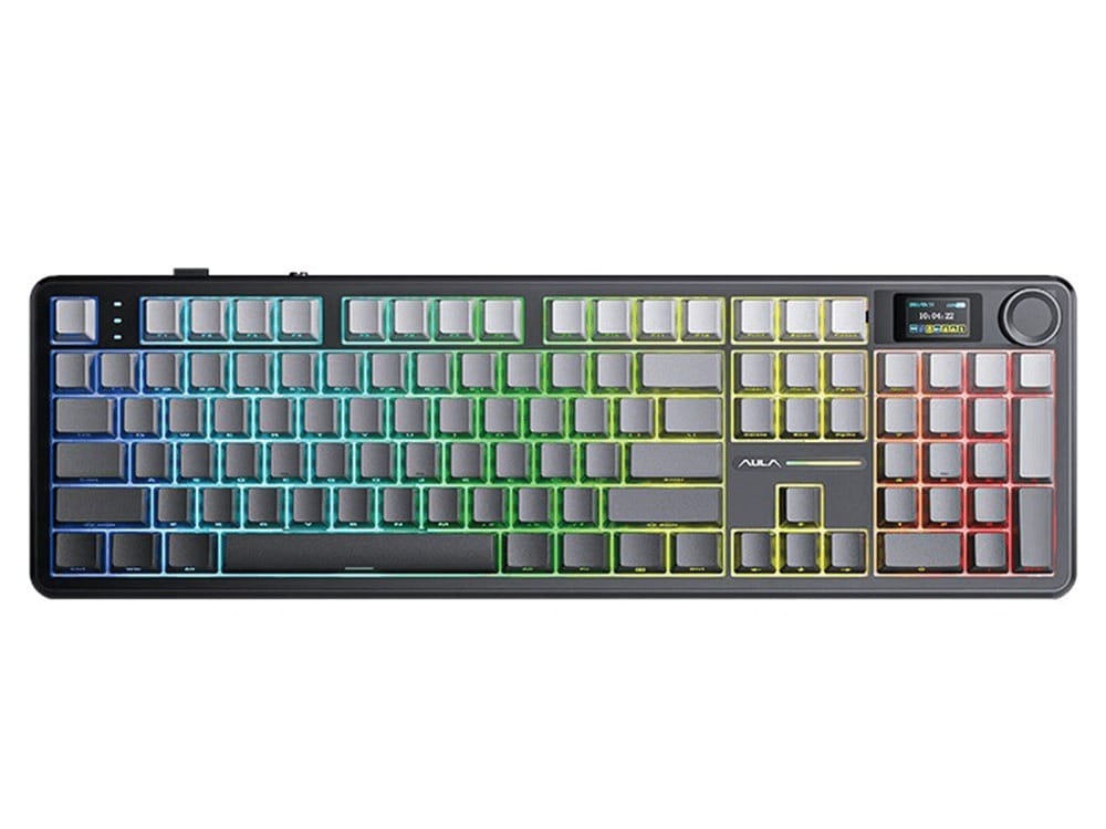 AULA F108PRO Wireless Tri-Mode Gasket RGB Mechanical Keyboard Gradient Grey Side-Engraved Keycaps
