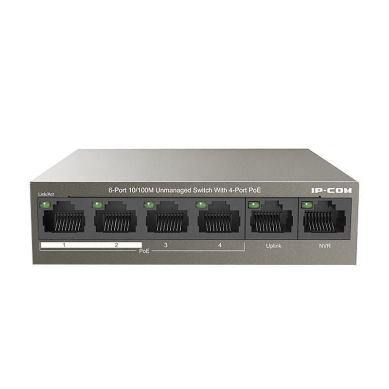 IP-COM 6Ports 10/100Mbps DT PoE+ Switch w/4-PoE