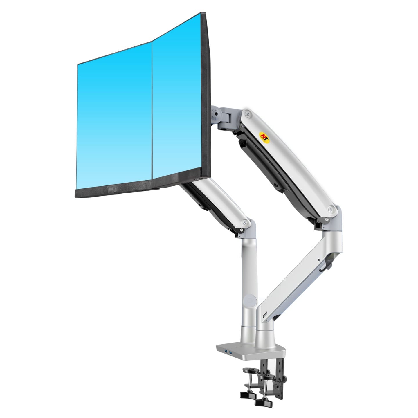 North Bayou F195A Dual Screen Desktop Monitor Mount 3-12kg per arm - Silver