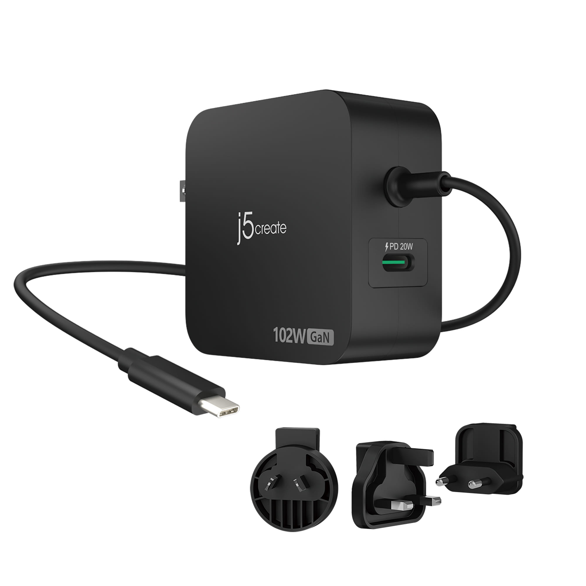 J5 Create USB-C 2-Port Changeable AC Plugs Charger