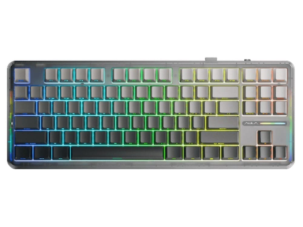 AULA F87 Wireless Tri-Mode Gasket Mechanical Keyboard Gradient Grey Side-Engraved Keycaps