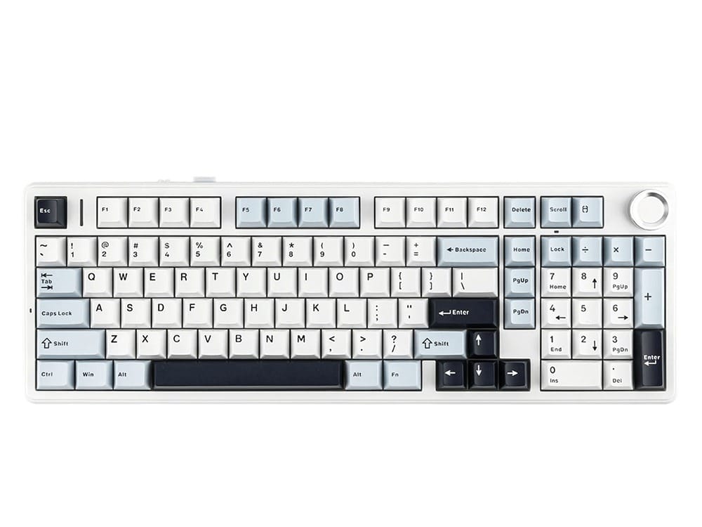 AULA F99 PRO Customizable Tri-Mode Gasket Mechanical Keyboard Glacier Blue (Light Blue+White+Black Purple) Keycaps