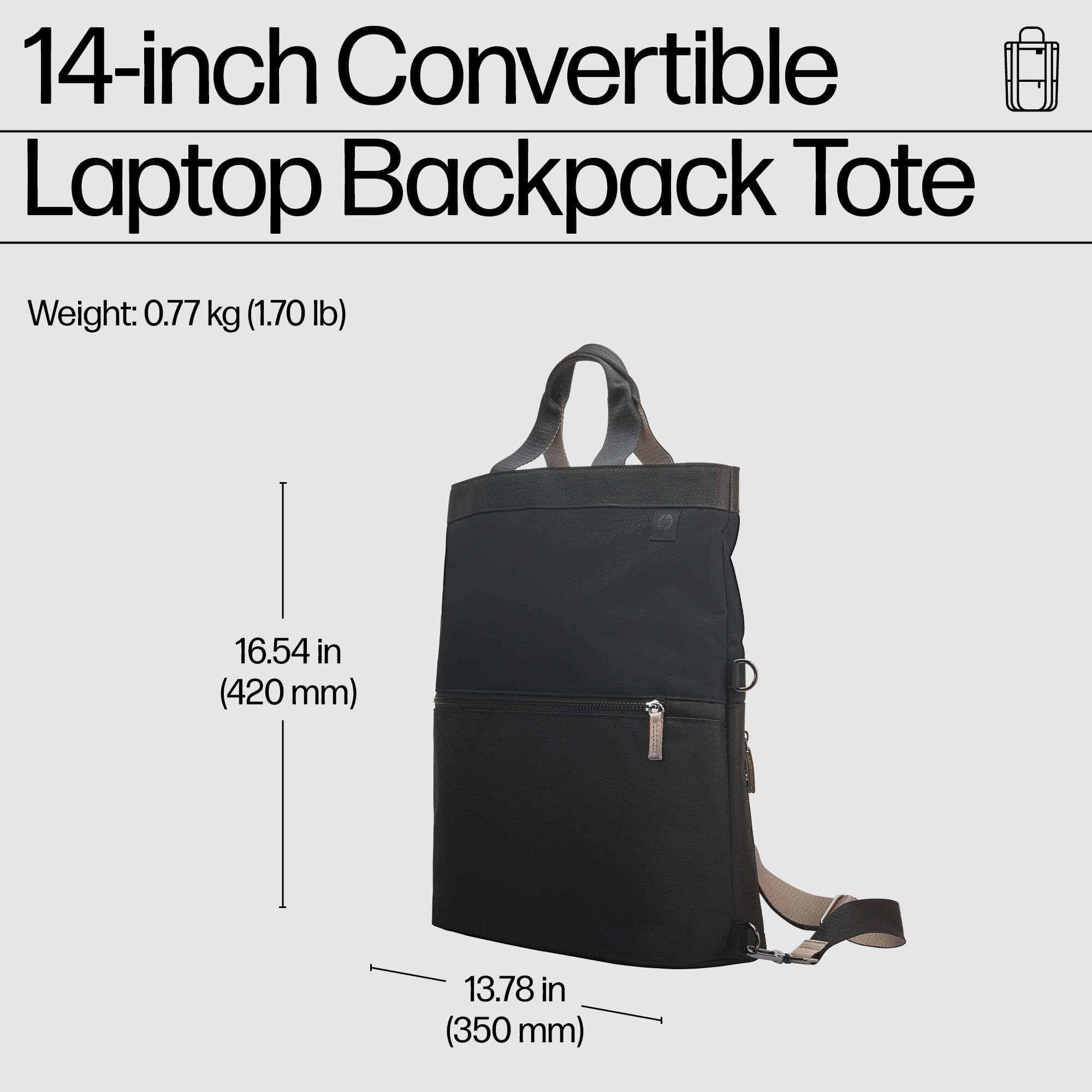 HP 14" Convertible Laptop Backpack Tote