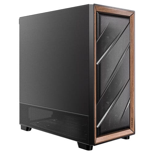 Antec Flux SE Black Wood Walnut Panel E-ATX Computer Case - Solid Side
